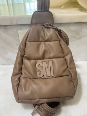 Steve Madden Taupe Puffer Sling Bag with SM Logo